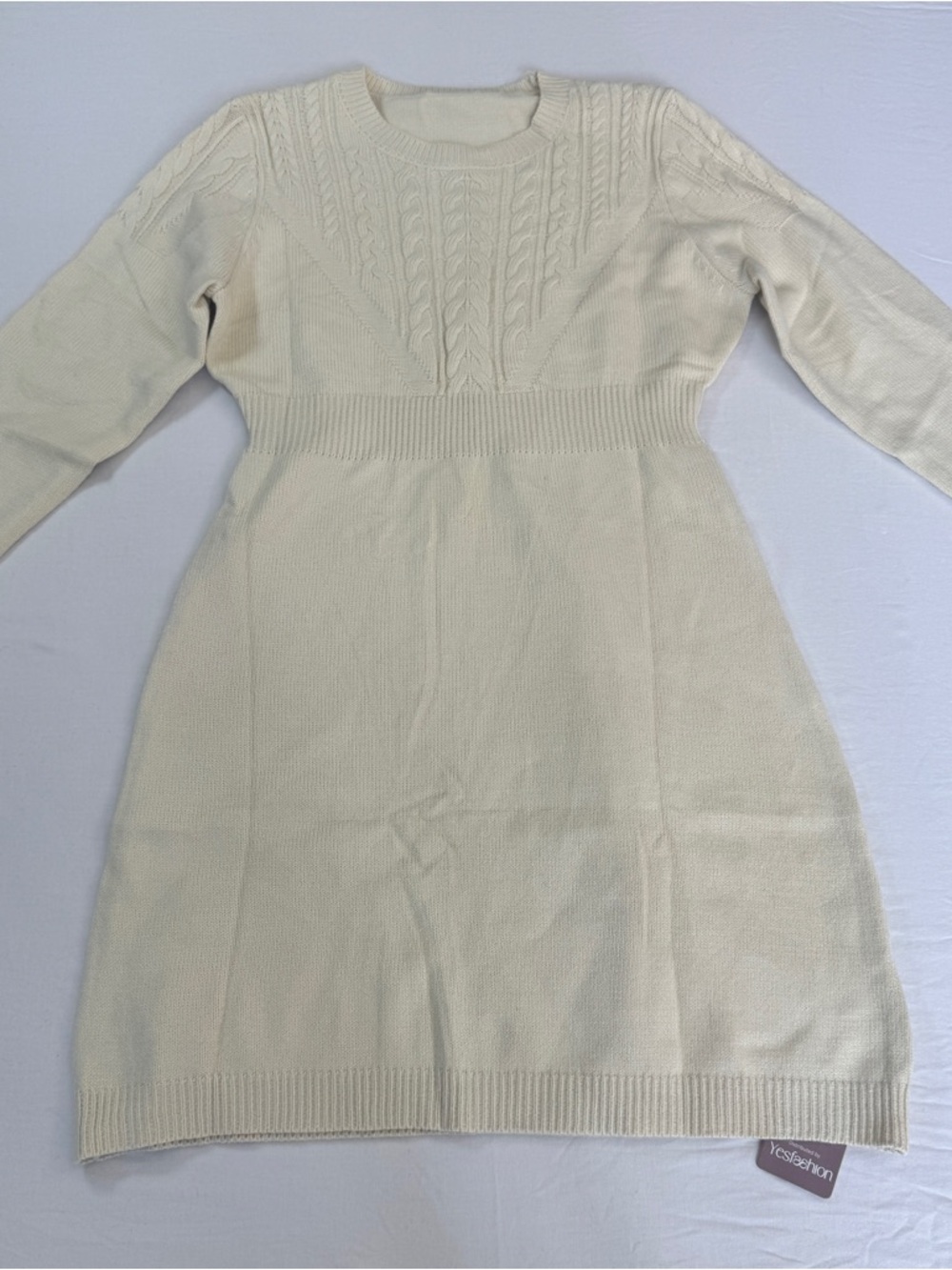 Ivory Cable Knit Sweater Dress